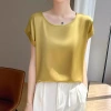 A new summer collection of silk top, short-sleeved T-shirt, simple and loose, round-neck mulberry silk tank top with acetate satin details Picture